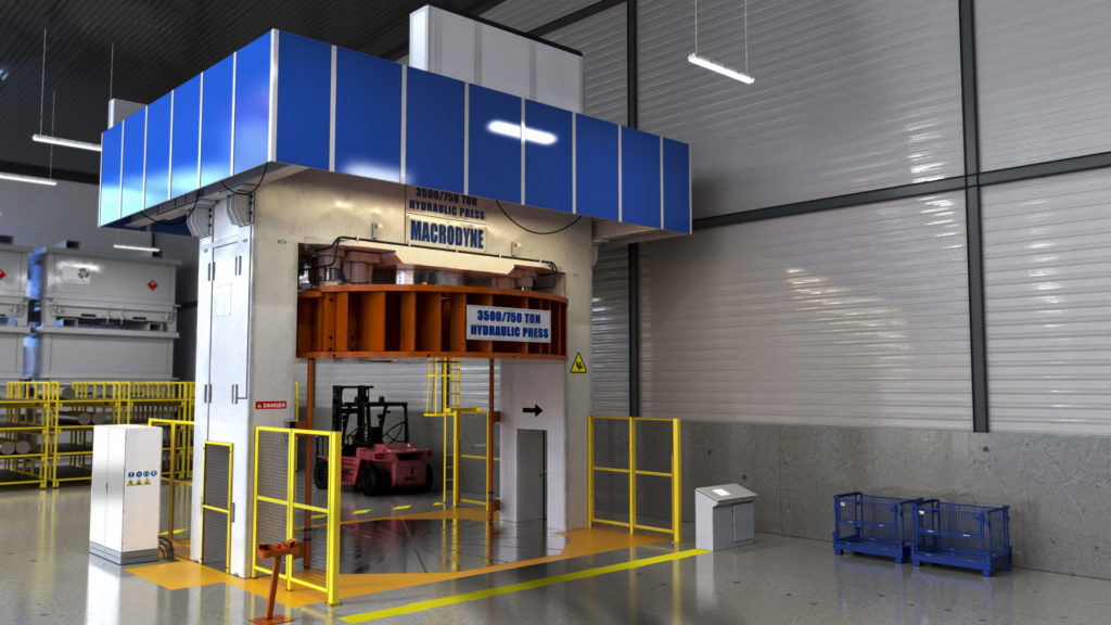 3500-Ton dishing press by Macrodyne Technologies.