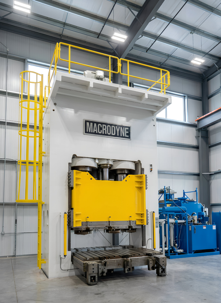 Compression molding press for drone manufacturing.