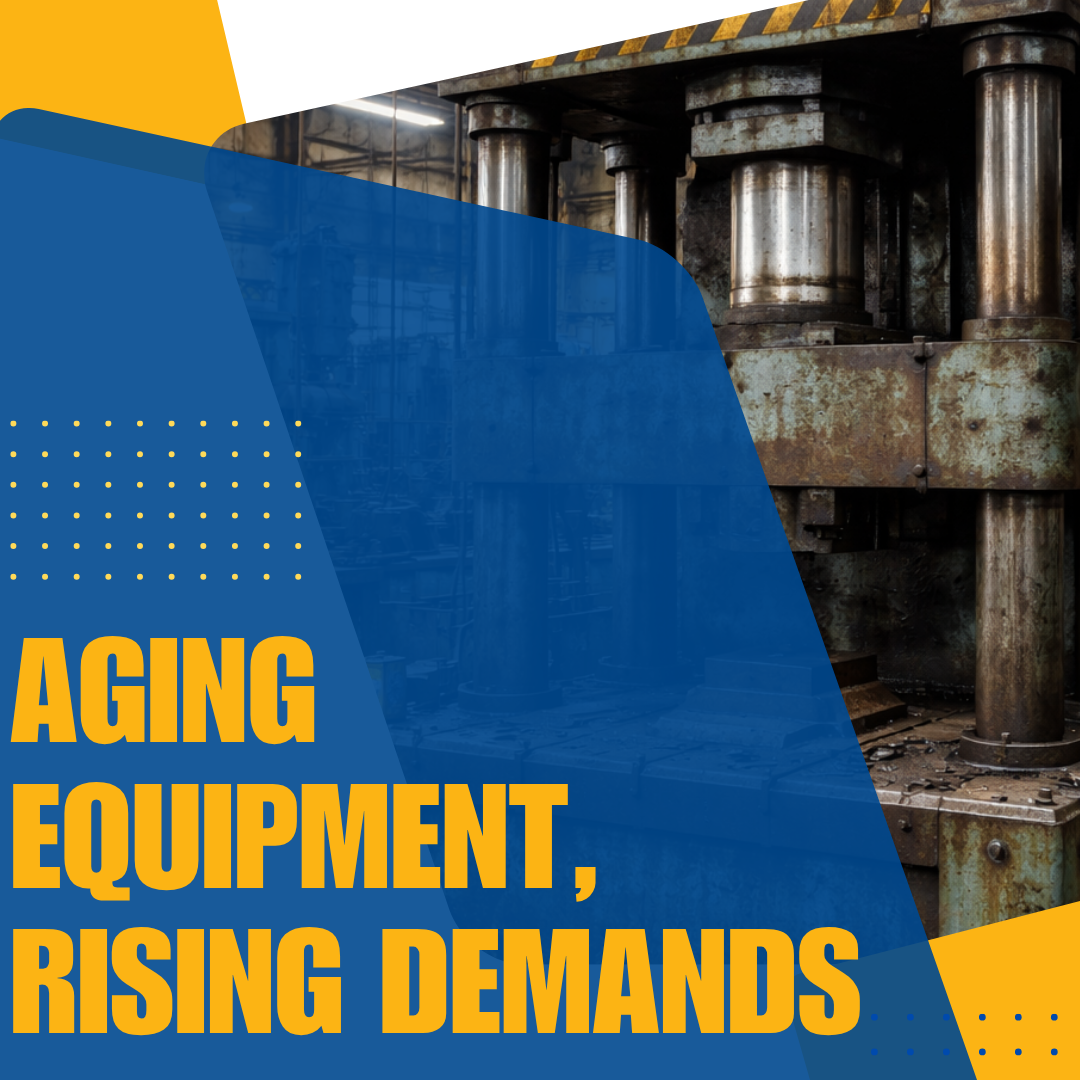 An aged hydraulic press.