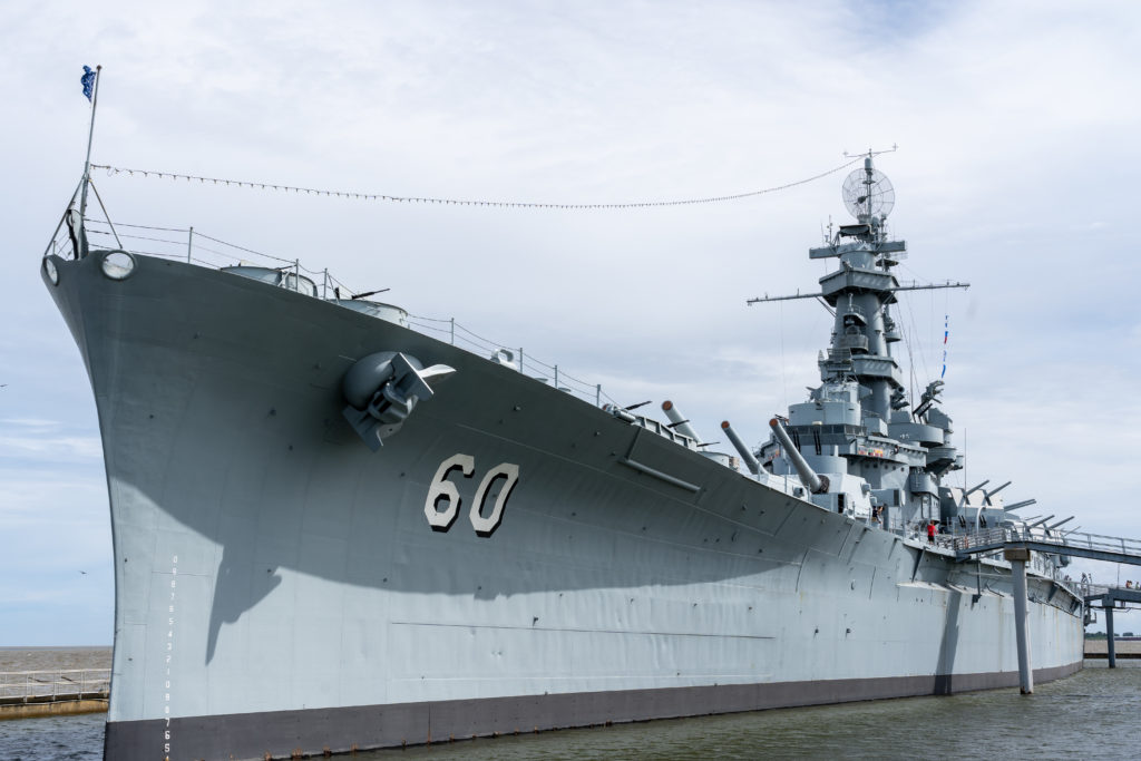 A naval ship at sea.